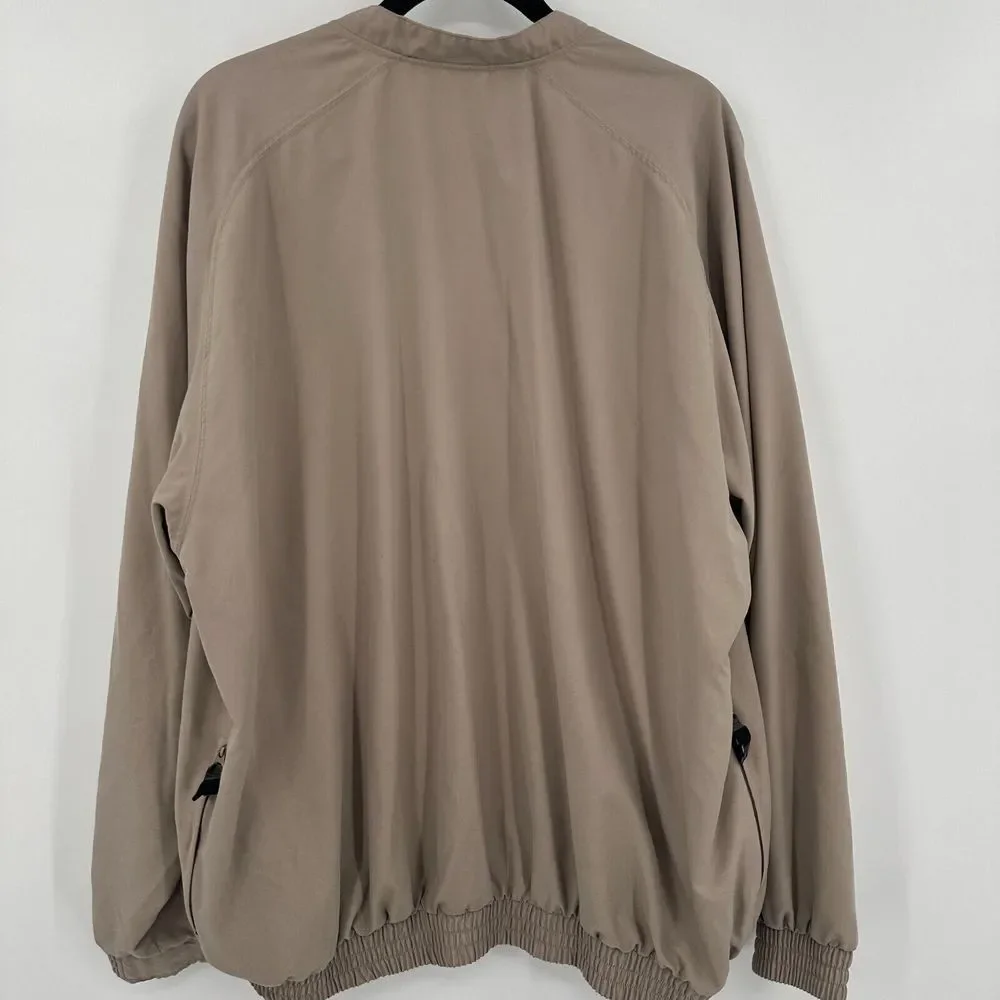Nike Golf Track Jacket Mens XL Tan Spring Run Logo Long‎ Sleeve Athletic Fit